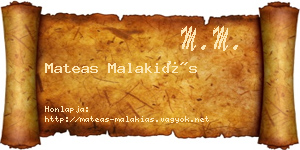 Mateas Malakiás névjegykártya